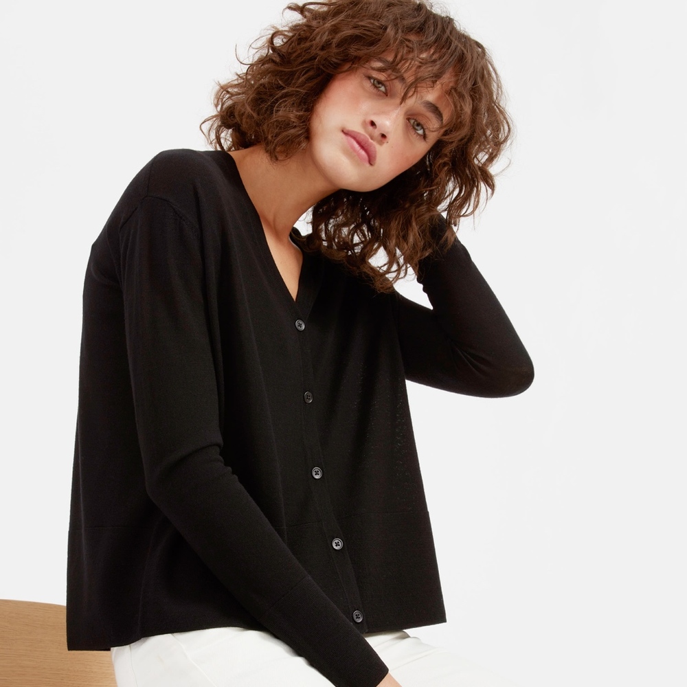 Everlane luxe wool cardigan, black, size small